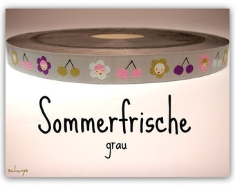 2 Meter WEBBAND "Sommerfrische" grau (1,50 Euro/m)