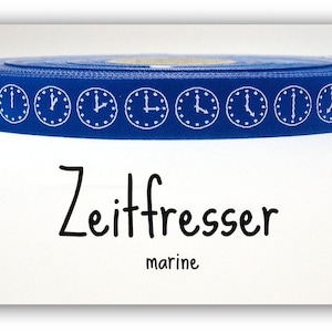 2 Meter WEBBAND "Zeitfresser" marine (1,50 Euro/m)