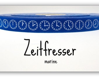 2 Meter WEBBAND "Zeitfresser" marine (1,50 Euro/m)