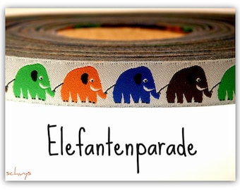 2 Meter Retro Webband " Elefantenparade " (1,50 Euro/m)