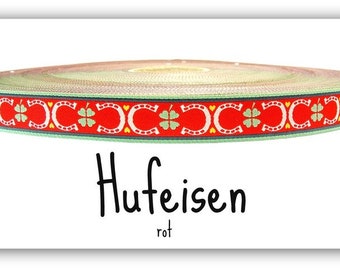 2 Meter WEBBAND "Hufeisen" in rot (1,50 Euro/m)