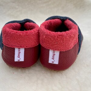 Leather crab dolls with embroidered name from nappa leather Crab-pumping baby shoes Leather dolls Baby pushes, image 3