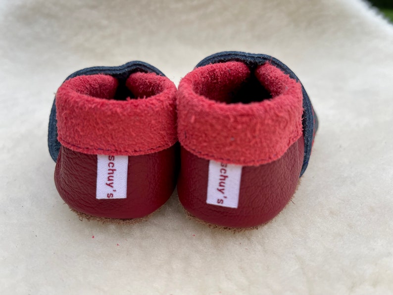 Leather crab dolls with embroidered name from nappa leather Crab-pumping baby shoes Leather dolls Baby pushes, image 3