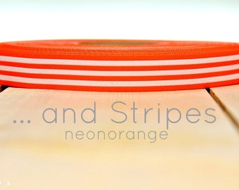 2 Meter WEBBAND "... and Stripes" neon-orange (1,50 Euro/m)