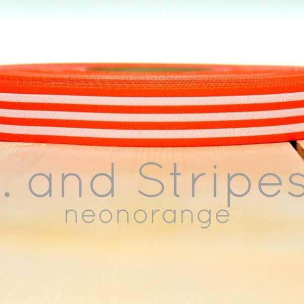 2 Meter WEBBAND "... and Stripes" neon-orange (1,50 Euro/m)