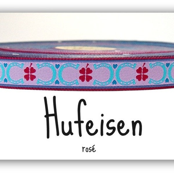 2 Meter WEBBAND "Hufeisen", rosa (1,50 Euro/m)