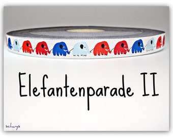 2 Meter WEBBAND "ELEFANTENPARADE II" (1,50 Euro/m)