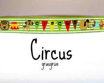 2 Meter Webband " Circus " grasgrün  (1,50 Euro/m)