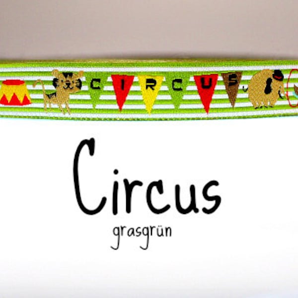 2 Meter Webband " Circus " grasgrün  (1,50 Euro/m)