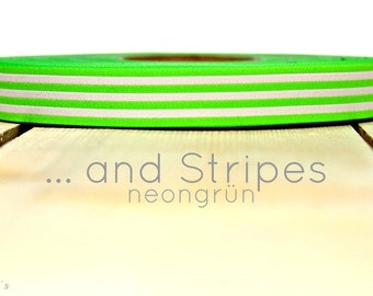 2 Meter WEBBAND "... and Stripes" neon-grün (1,50 Euro/m)