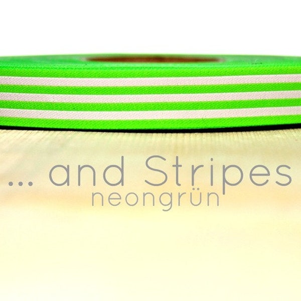 2 Meter WEBBAND "... and Stripes" neon-grün (1,50 Euro/m)