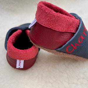 Leather crab dolls with embroidered name from nappa leather Crab-pumping baby shoes Leather dolls Baby pushes, image 4