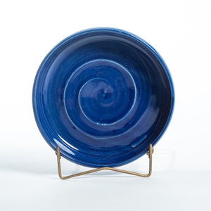 Large, Hand-made Pie Plate with straight edges, baking dish Blue Iris