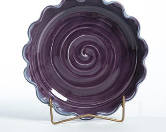 Handmade Pie plate with scalloped (or fluted) edges, large baking dish