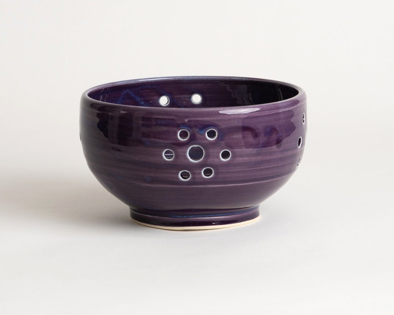 Berry Bowl, strainer or colander with saucer Purple