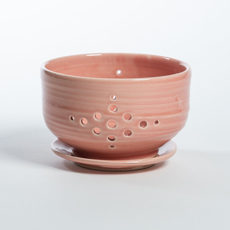 Berry Bowl, strainer or colander with saucer