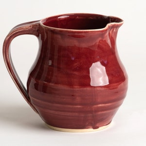 Hand-made Ceramic Juice Pitcher, 2 quarts Red