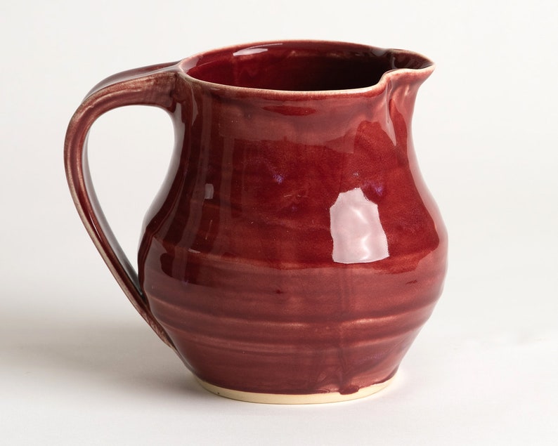 Hand-made Ceramic Juice Pitcher, 2 quarts Red