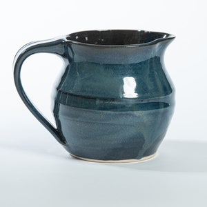 Hand-made Ceramic Juice Pitcher, 2 quarts blue suede