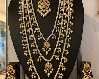Shakira necklace set with teeka/ Pakistani 3 layered necklace/Indian bridal jewelry/Pakistani bridal jewelry