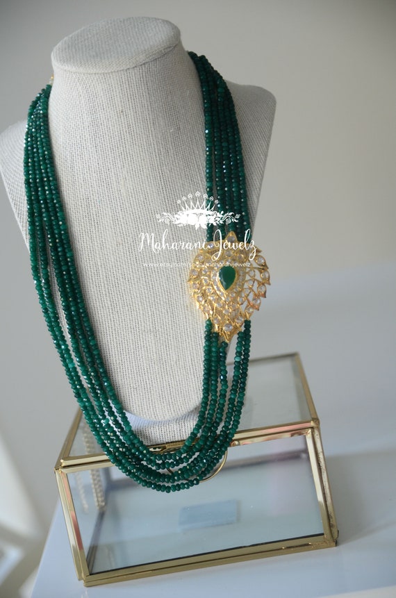 Tanveer Mala in Emeralds/ Multi-strand Emerald nec