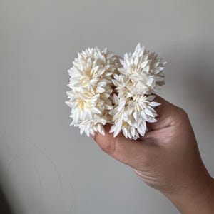 K&ouml;nnte beinhalten: Zwei wei&szlig;e Blumenkr&auml;nze aus Stoff, die in einer Hand gehalten werden.