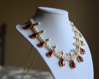 Rehana Large Rubies and pearls Necklace