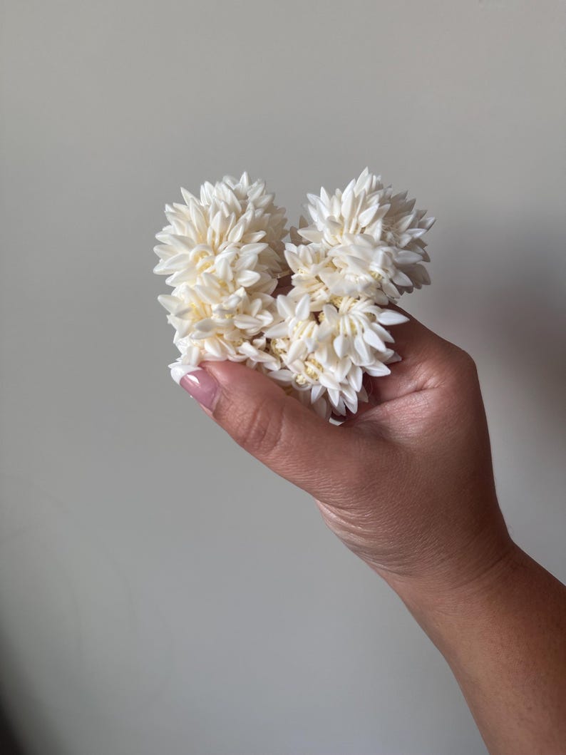 K&ouml;nnte beinhalten: Eine wei&szlig;e Bl&uuml;tengirlande aus kleinen, zarten Bl&uuml;ten. Die Girlande wird in einer Hand gehalten, wobei die Bl&uuml;ten in Herzform angeordnet sind.