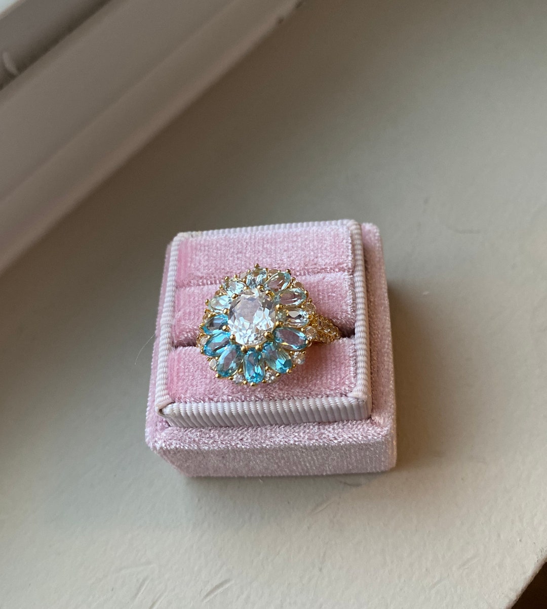 Anillo Nora ombré flor de topacio azul - Etsy España