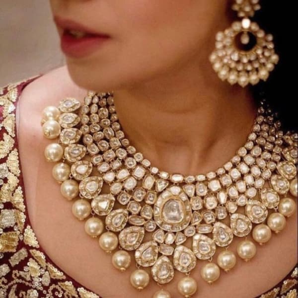 Moonmoon real kundan bridal set with earry and teeka 24k gold plated