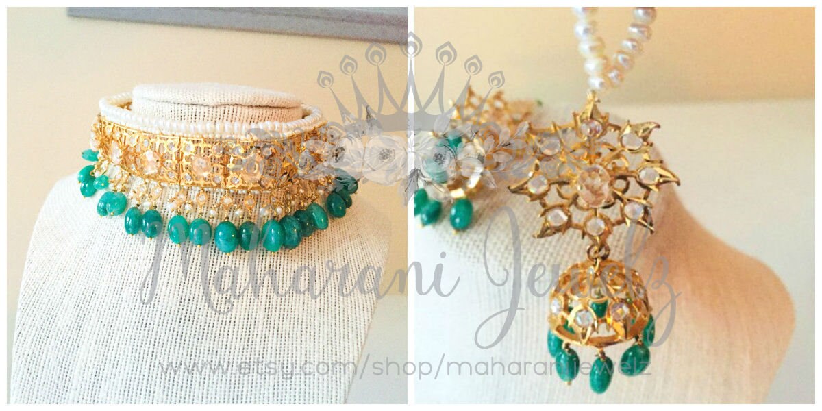 White and Green Traditional Gold Plated 