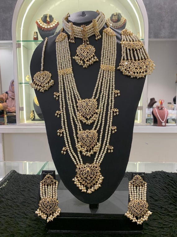 Bridal Necklace Set Bridal Rani Haar Set Pearl Indian Bridal Set