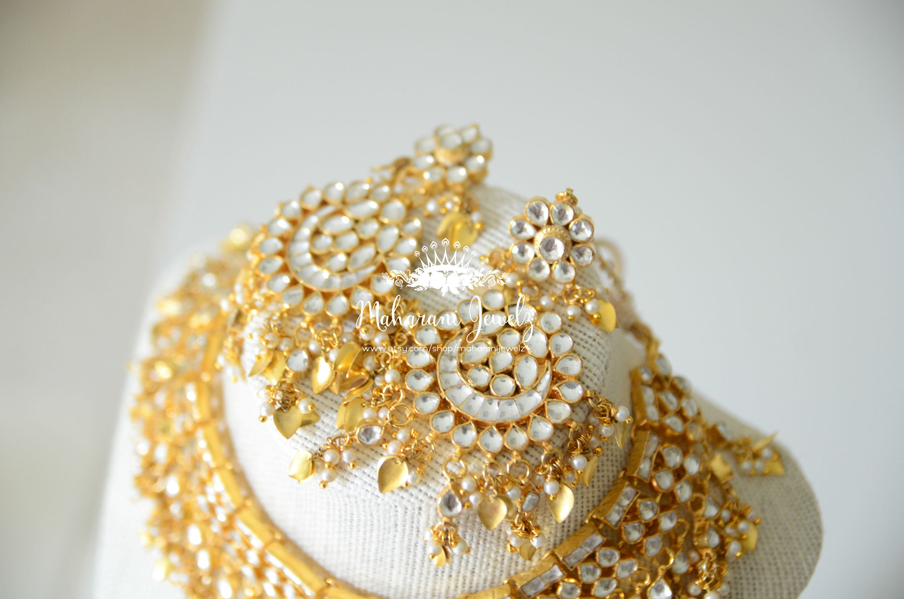 Farhana Bridal Gold Leaf Necklace set with 24k gold plating Etsy