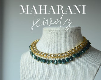 Ambreen emerald and polki necklace