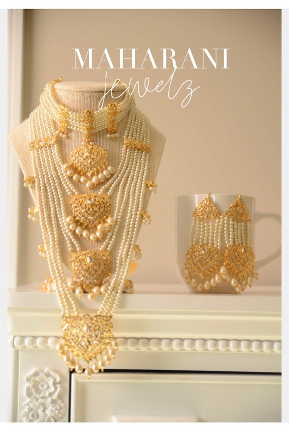 Najma gold plated pearl bridal set, kundan, polki,