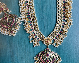 Sawarna Rani haar, 21k gold plated jadao with matching earrings