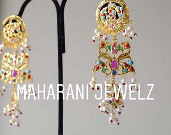 Shela Gold plated navratan Earrings