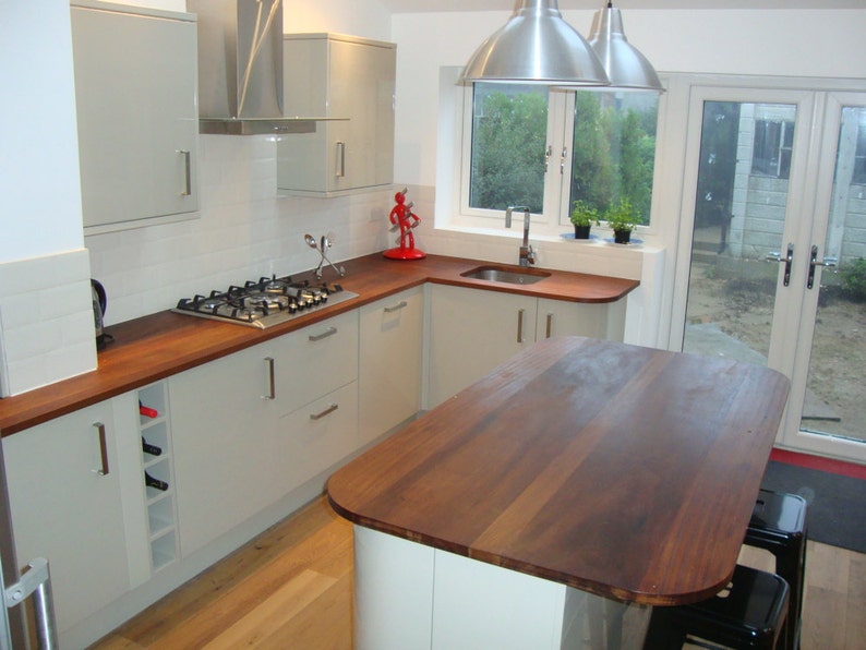 Reclaimed Iroko Hardwood Kitchen Worktops & Joinery Bespoke Etsy