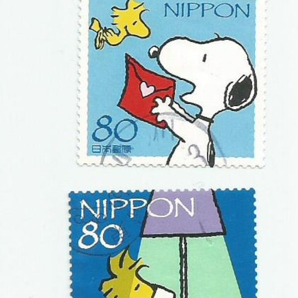 Snoopy und Woodstock verwendeten Briefmarken aus Japan