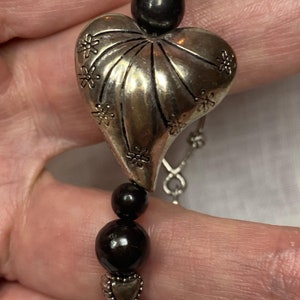Shungite Bracelet with Sterling Silver plated Hearts
