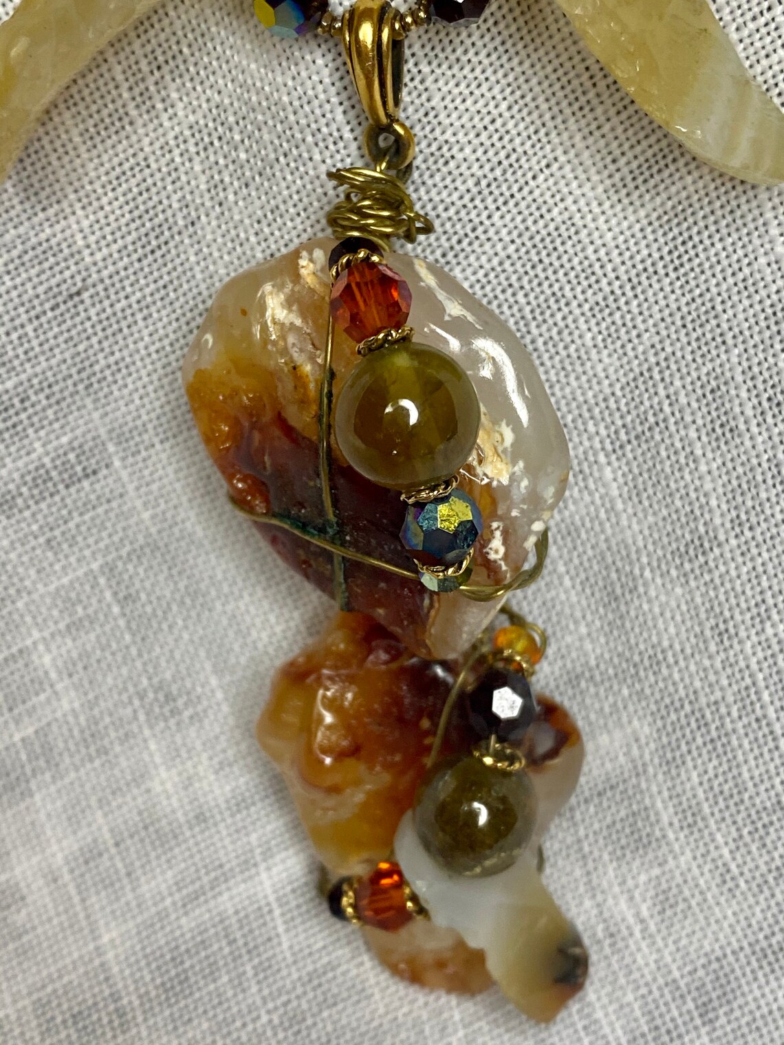 Magnificent Mexican Fire Opal, Polished Onyx Points, Green Garnet and ...