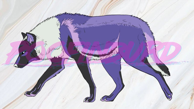 Bad Omen Purple and Black Goth Wolf Adoptable Gothic | Etsy