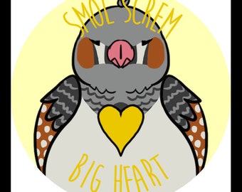 Smol Heart Big Screm 3" Vinyl Stickers - Bird Scream Meme Sticker - Artist Designed