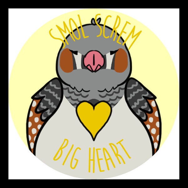 Smol Heart Big Screm 3" Vinyl Stickers - Bird Scream Meme Sticker - Artist Designed