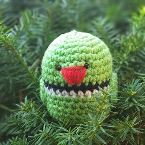 ON HOLD: Green Ring Neck Parakeet Plushie - Handmade Bird Amigurumi