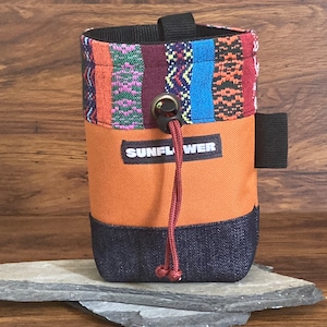 Ecofriendly chalk bag,one of a kind chalk bag