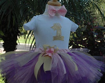 purple and gold birthday girl, tutu outfit girl,1st birthday,pink and gold ,purple,one year old girl birthday outfit,baby 1st,personalized