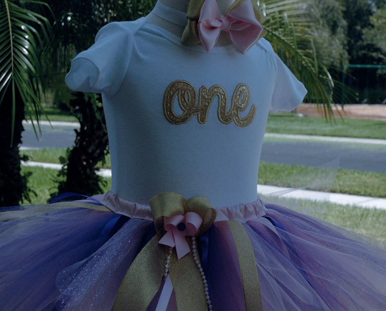 Pink and Gold Purple 1st Birthday Outfit, Girl 1st Birthday Tutu Outfit,baby girl 1st birthday outfit,birthday tutu,pink and gold tutu,girl image 10