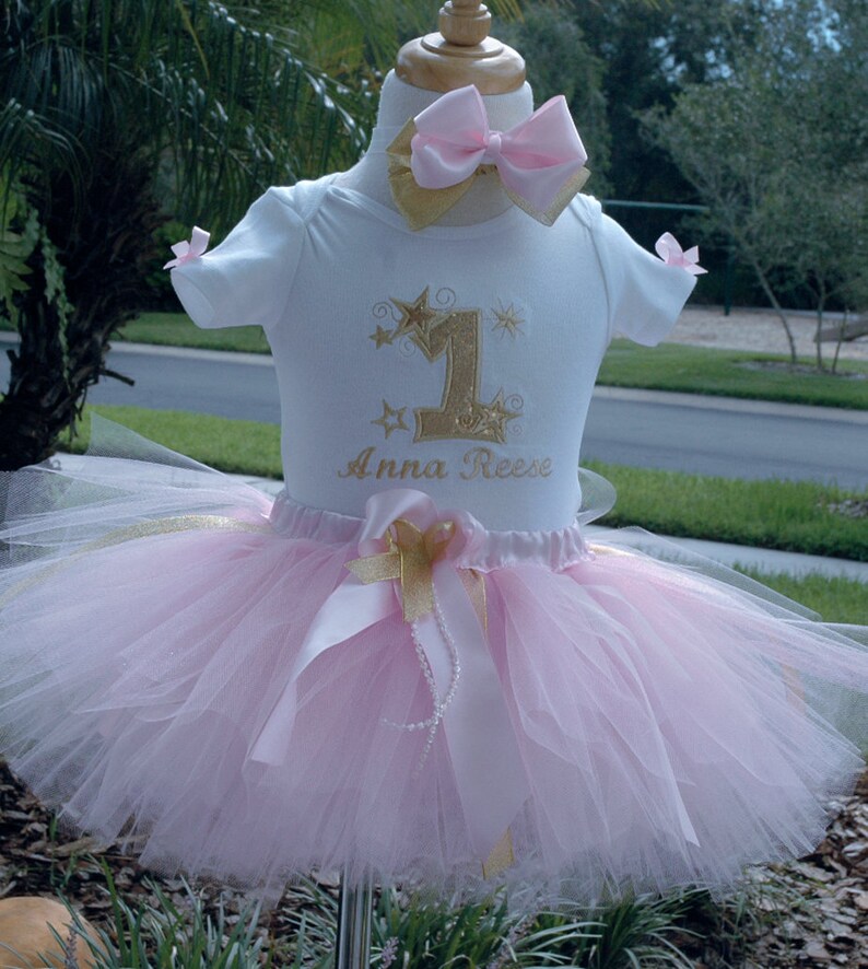 twinkle twinkle little star 1st birthday outfit, Pink and Gold 1st birthday baby girl outfit,one year old girl birthday outfit, shabby chic, image 10