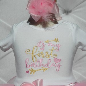 wild one birthday girl.It's my first birthday tutu outfit,cute 1st birthday,pink and gold,,first birthday princess dress,first birthday image 5